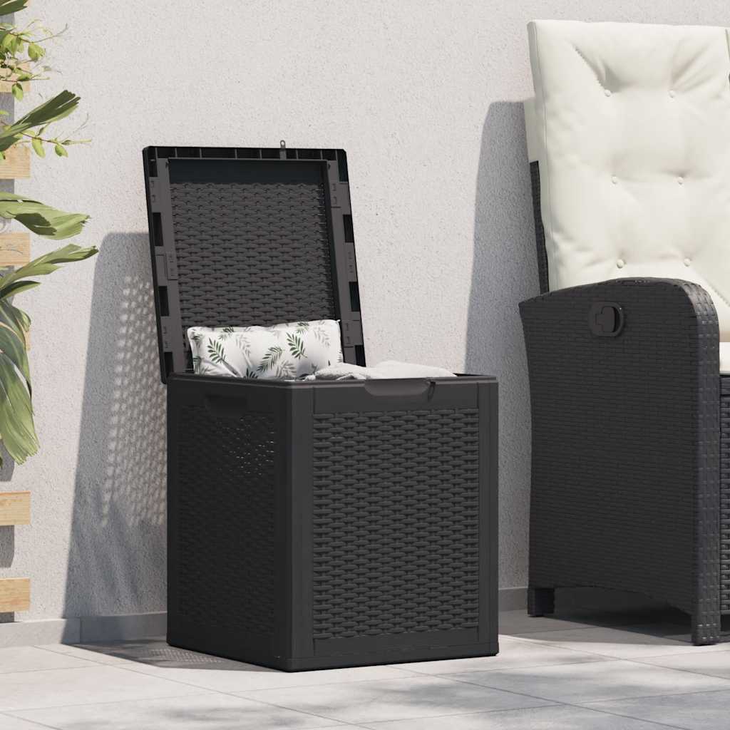 Garden Storage Box 90L Black PP Rattan